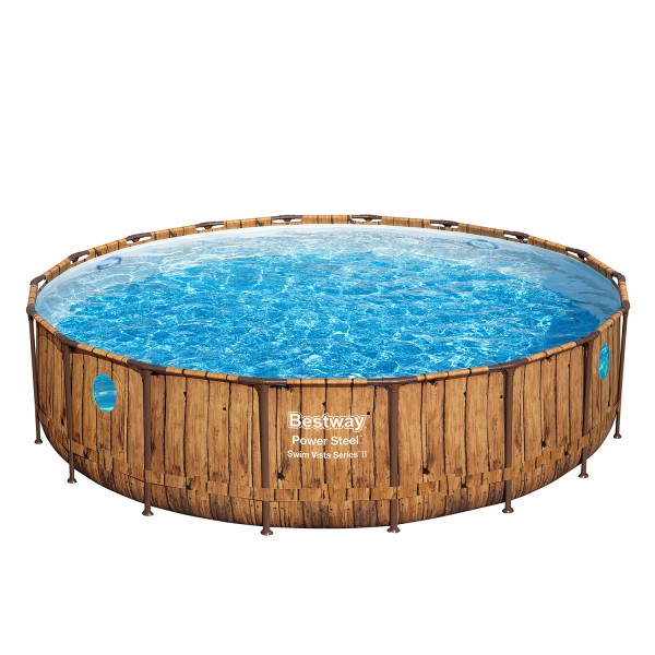 Power Steel™ Swim Vista Series™ Ersatz Frame Pool ohne Zubehör Ø 549 x 122 cm, Holz-Optik (Pinie), rund