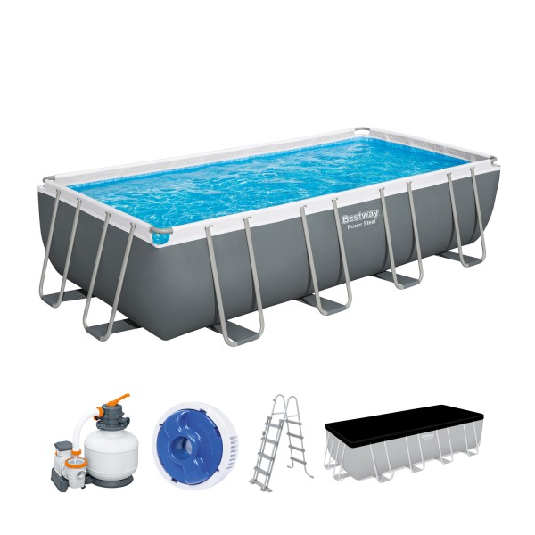 Power Steel™ Frame Pool Komplett-Set mit Sandfilteranlage 549 x 274 x 122 cm, grau, eckig