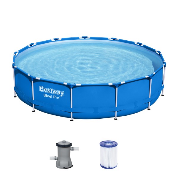Steel Pro™ Frame Pool-Set mit Filterpumpe Ø 396 x 84 cm, blau, rund