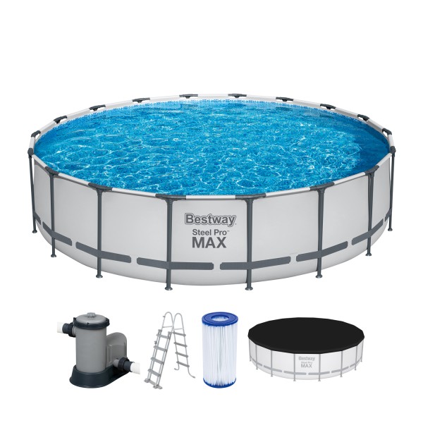Steel Pro MAX™ Frame Pool Komplett-Set mit Filterpumpe Ø 549 x 122 cm, lichtgrau, rund